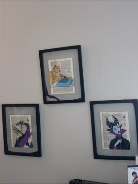 Disney sleeping beauty glass framed photo on book paper